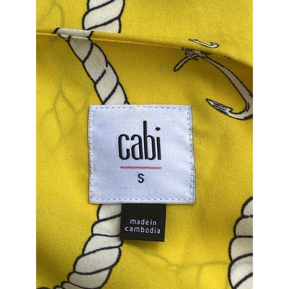 Cabi Reef Knot Women Sz Small Yellow Peplum Blouse Zipper Nautical Sailing - Picture 6 of 16